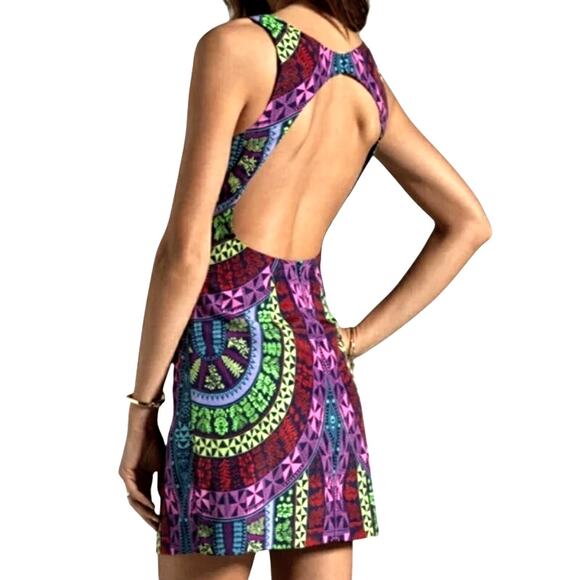 Mara Hoffman Silky Open Back Slip Sheath Mini Dress Colorful Geo Print Size 0 - Picture 10 of 11